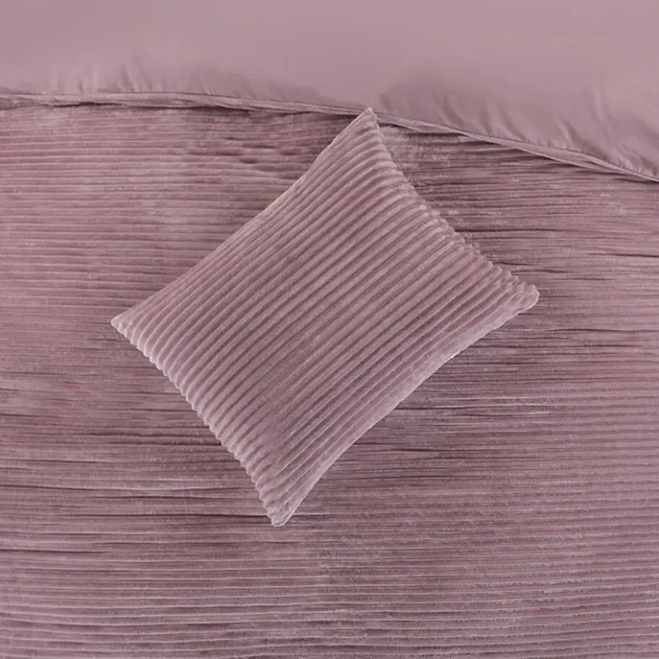 Zavelo Dorien Rib Teddy Dekbedovertrek Roze-Lits-jumeaux (240 x 200/220 cm)