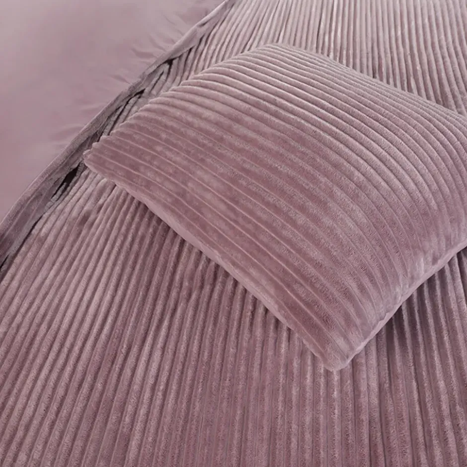 Zavelo Dorien Rib Teddy Dekbedovertrek Roze-Lits-jumeaux (240 x 200/220 cm)