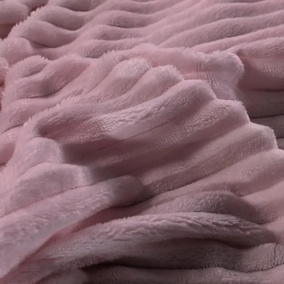 Zavelo Dorien Rib Teddy Dekbedovertrek Roze-Lits-jumeaux (240 x 200/220 cm)