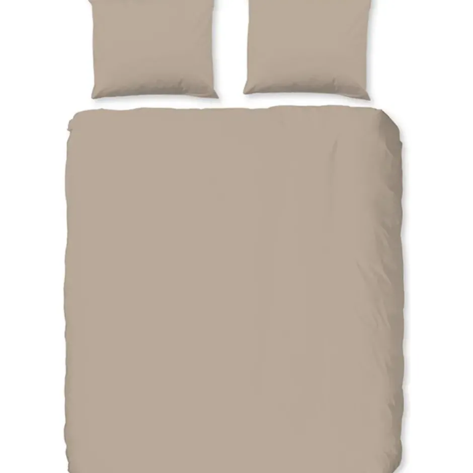 Zavelo Flanellette Effen Dekbedovertrek Zand-Lits-jumeaux (240 x 200/220 cm)