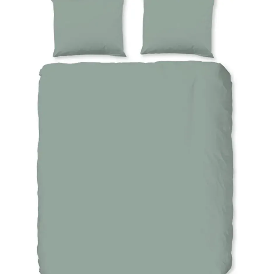 Zavelo Flanellette Effen Dekbedovertrek Groen-Lits-jumeaux (240 x 200/220 cm)