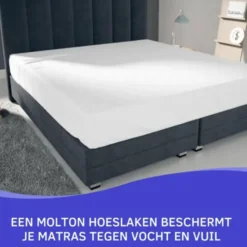 Zavelo Katoen Molton Waterdicht PU Hoeslaken-Lits-jumeaux (180x210 cm)
