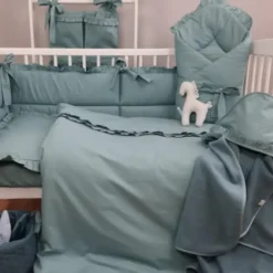 Zavelo Peuter Dekbedovertrek Royal Ruches Groen 120 x 150 cm
