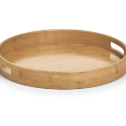 Zeller Dienblad - bamboe hout - rond - 38 x 5 cm - serveerblad