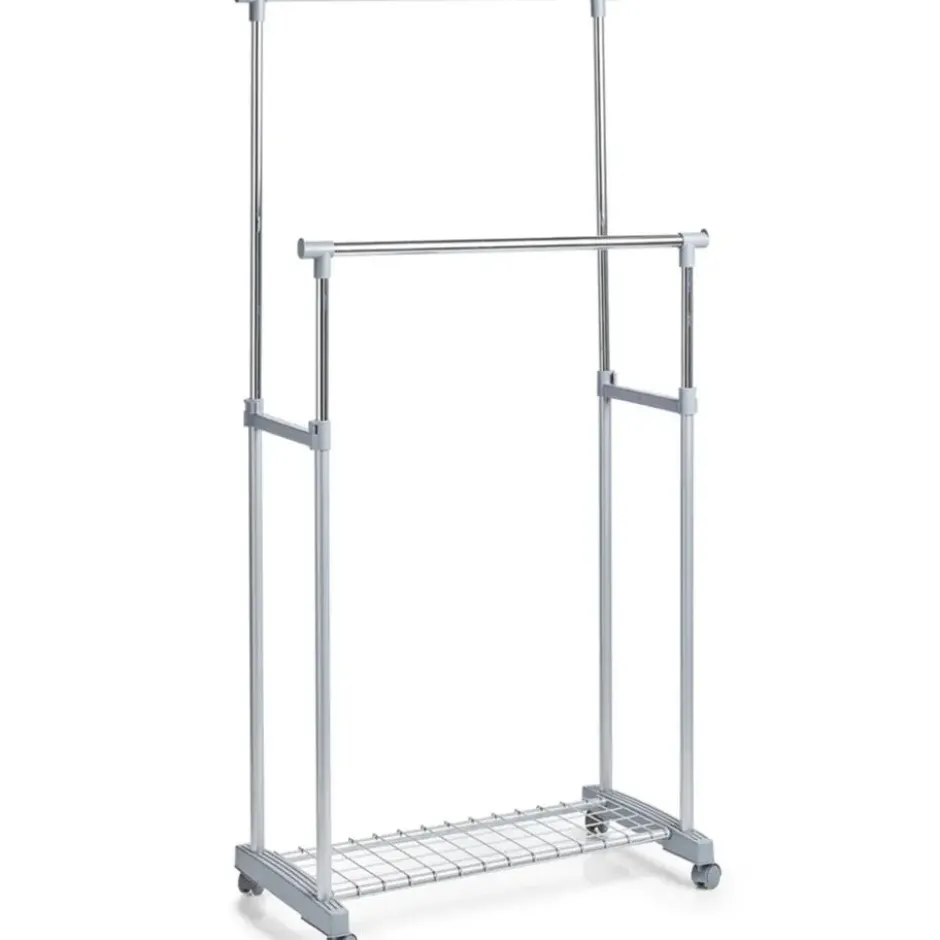Zeller Kledingrek - dubbele stang - verrijdbaar - 107 cm