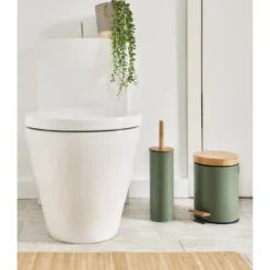 Zeller Pedaalemmer - 3L - salie groen - metaal en bamboe - 24 cm