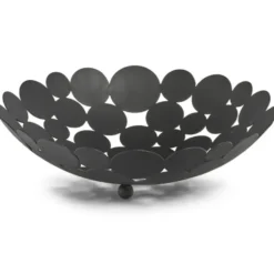 Zeller Ronde fruitschaal/fruitschalen - metaal - zwart - 29 cm