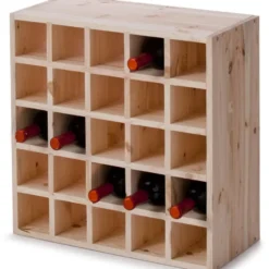 Zeller Wijnrek - hout - vierkant - voor 25 flessen - 25 x 52 cm