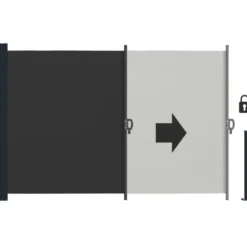 Zijmarkies Uittrekbaar Zonwering Privacybescherming Zwart Windscherm 120x60 cm