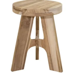 Zit krukje bijzet stoel Decowood - lichtbruin - D30 x H40 cm