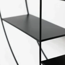 Zwart metalen wandrek met 4 plankjes - Rond - 50x10 cm