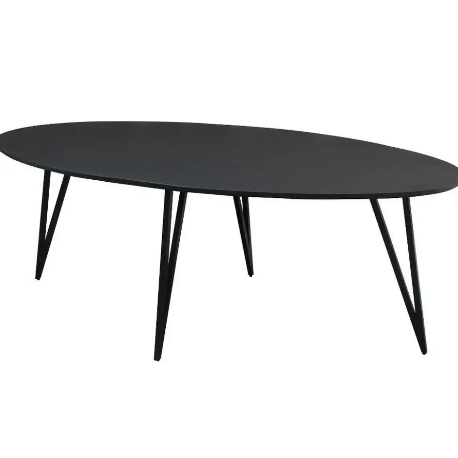 Zwart ovale eettafel Cesar 270x110 cm - Mangohout - Zwart