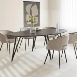 Zwart ovale eettafel Cesar 270x110 cm - Mangohout - Zwart