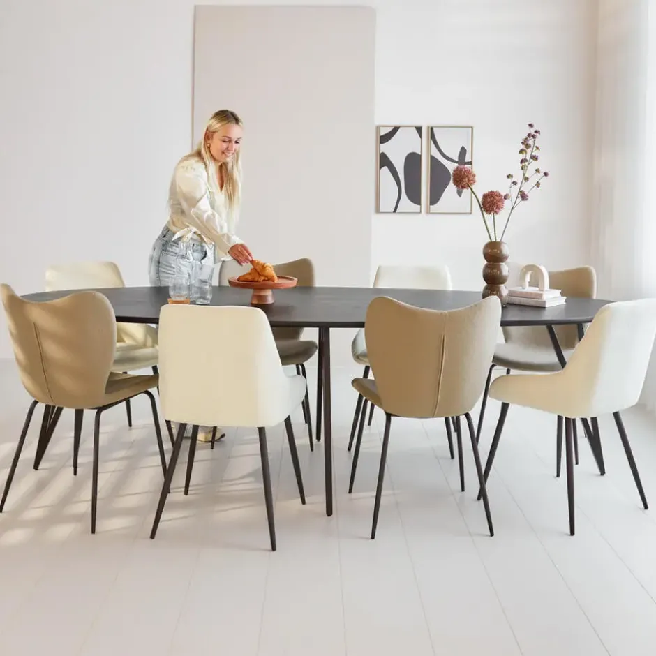 Zwart ovale eettafel Cesar 270x110 cm - Mangohout - Zwart