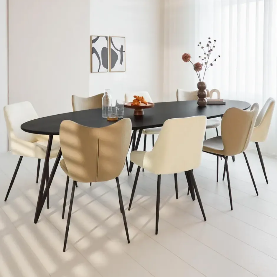 Zwart ovale eettafel Cesar 270x110 cm - Mangohout - Zwart